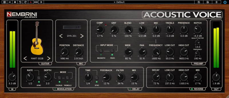 Nembrini Acoustic Voice GUI