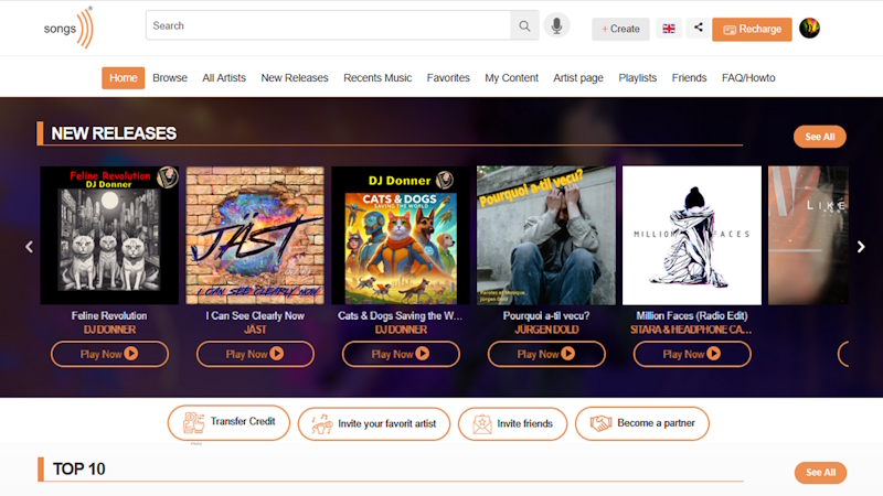 Songs de homepage